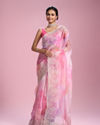 Glamorous Pink Organza Saree
